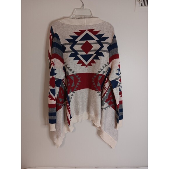 Hippie Rose Aztec Cardigan Sweater Open Front Sz XS Style PF624262 - Picture 4 of 5